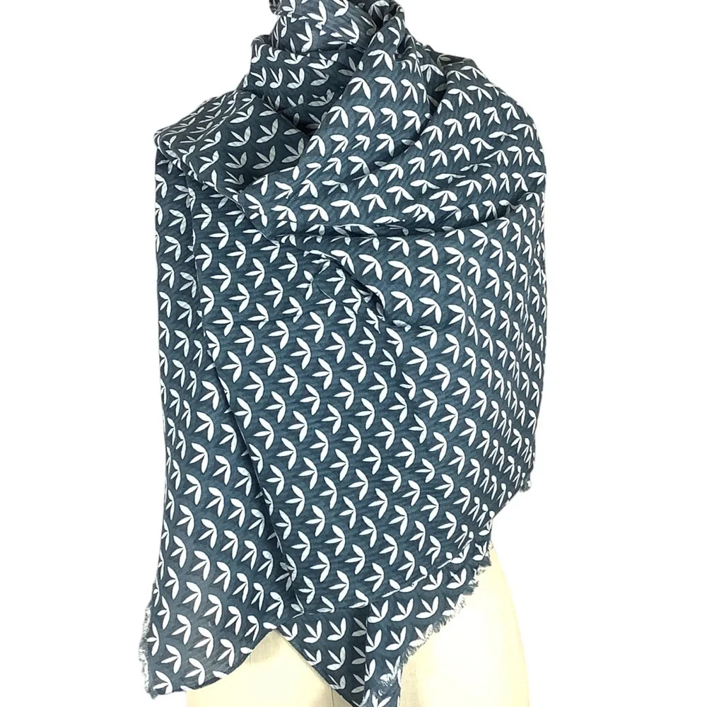 Anne Taylor Factory Blue and White Patterned Scarf